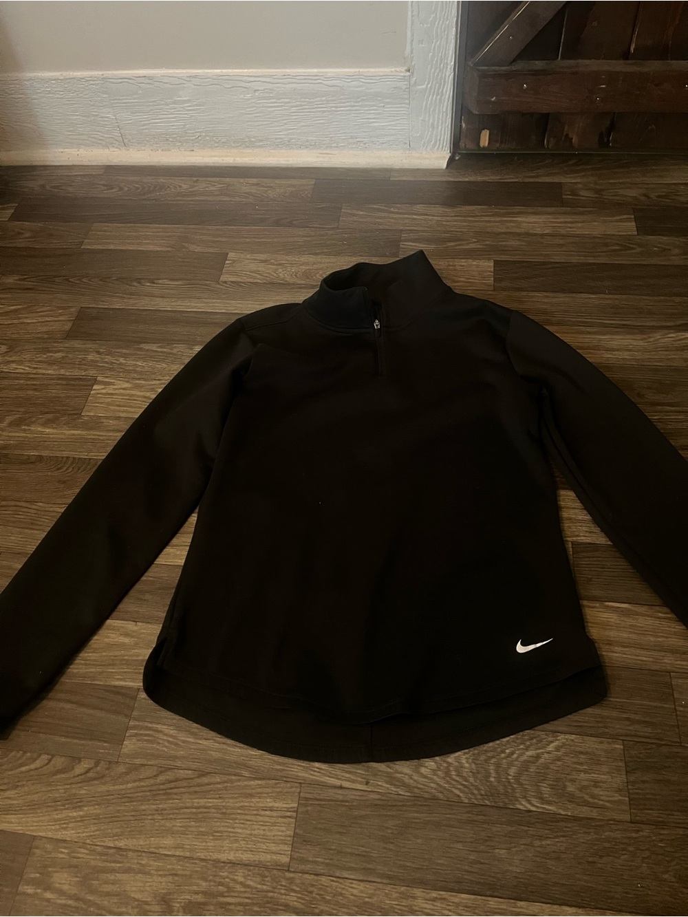 Nike Black Quarter-Zip Pullover with White Swoosh